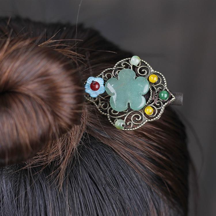 Retro Walking Hairpin, Ancient Hanfu Fringed Headdress, Hairpin, Court Classical Disc Hair, Wooden Hairpin, Hair Accessories
