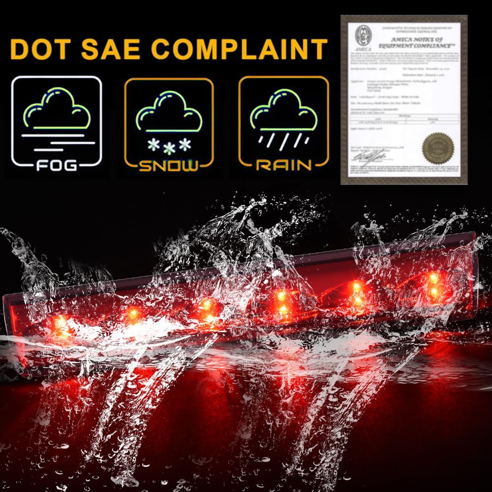 G-PLUS Red Lens LED 3Rd Brake Light Fit Leer, ARE, Century, Jason And Astro LED Recessed 3Rd Third Brake Light Lamp AT-LED-36R Chrome Housing