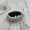 Seaside Beach Straw Bag Women's Vintage Woven Shoulder Bag Tassel Hollow Crossbody Bag