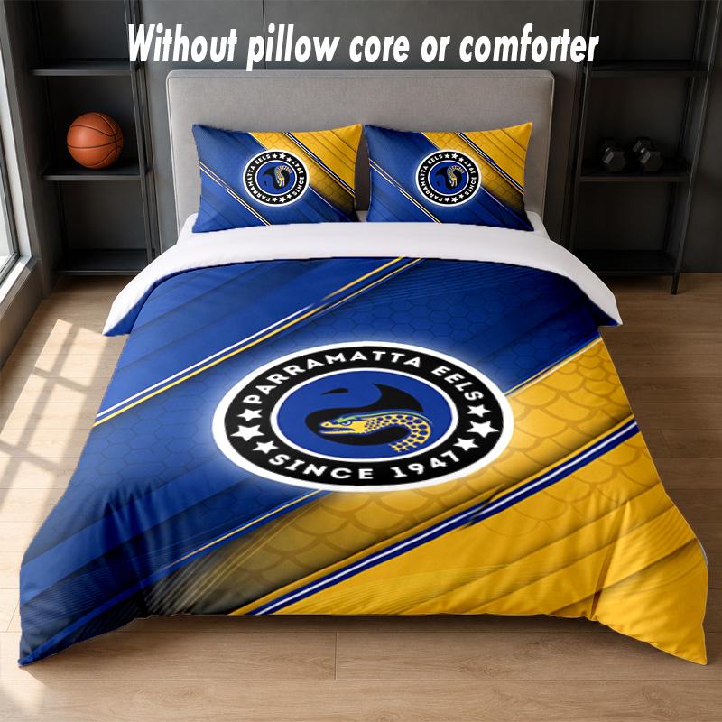 Parramatta Eels Design Bed Bedding Set 1 Duvet Cover + 2 Pillowcases Soft Breathable Household Bed Linens