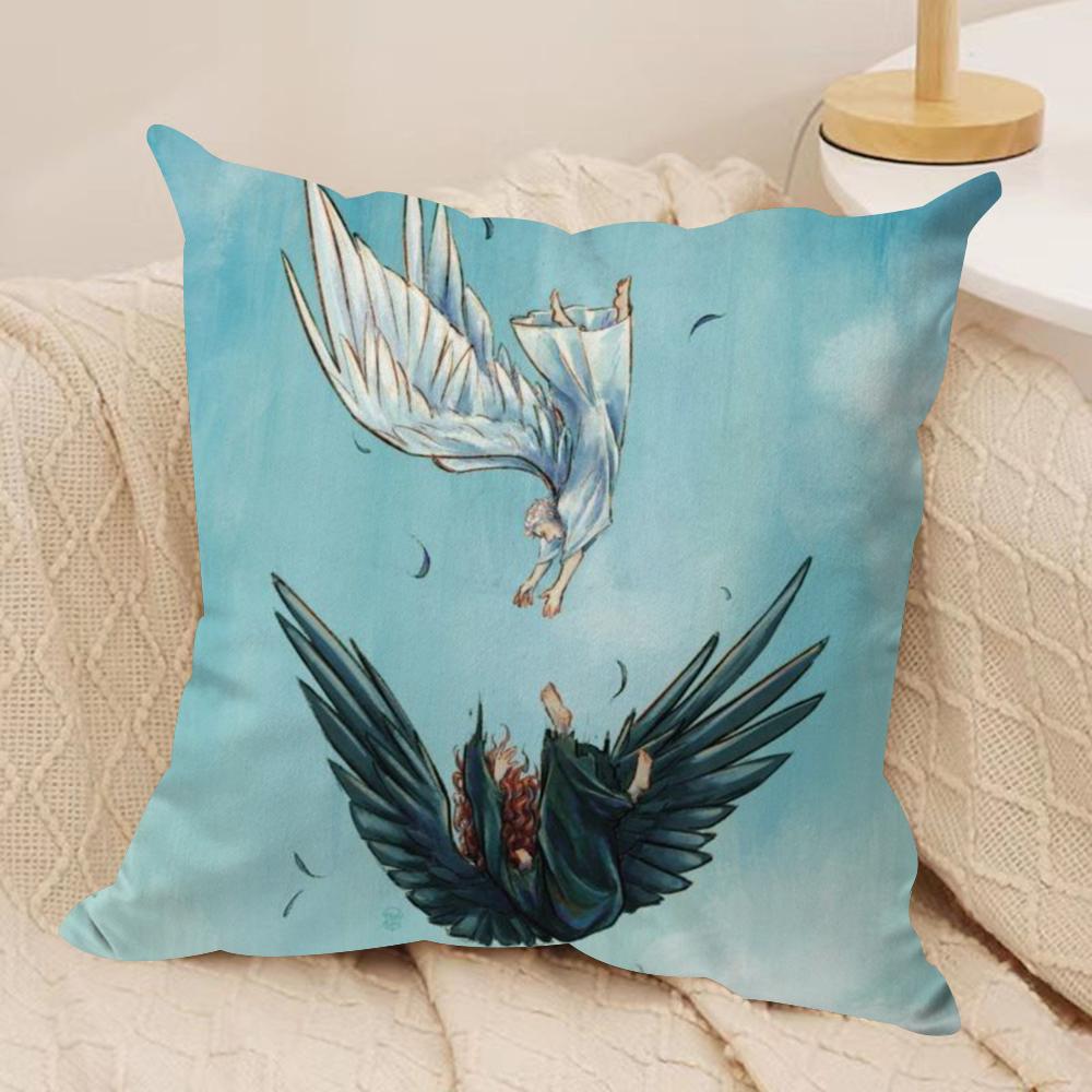 Tv GGood Omens Cushion Cover Silky Short Plush DoubleSided Printed Pillow Case for Sofa All Seasons Home Decor Gift