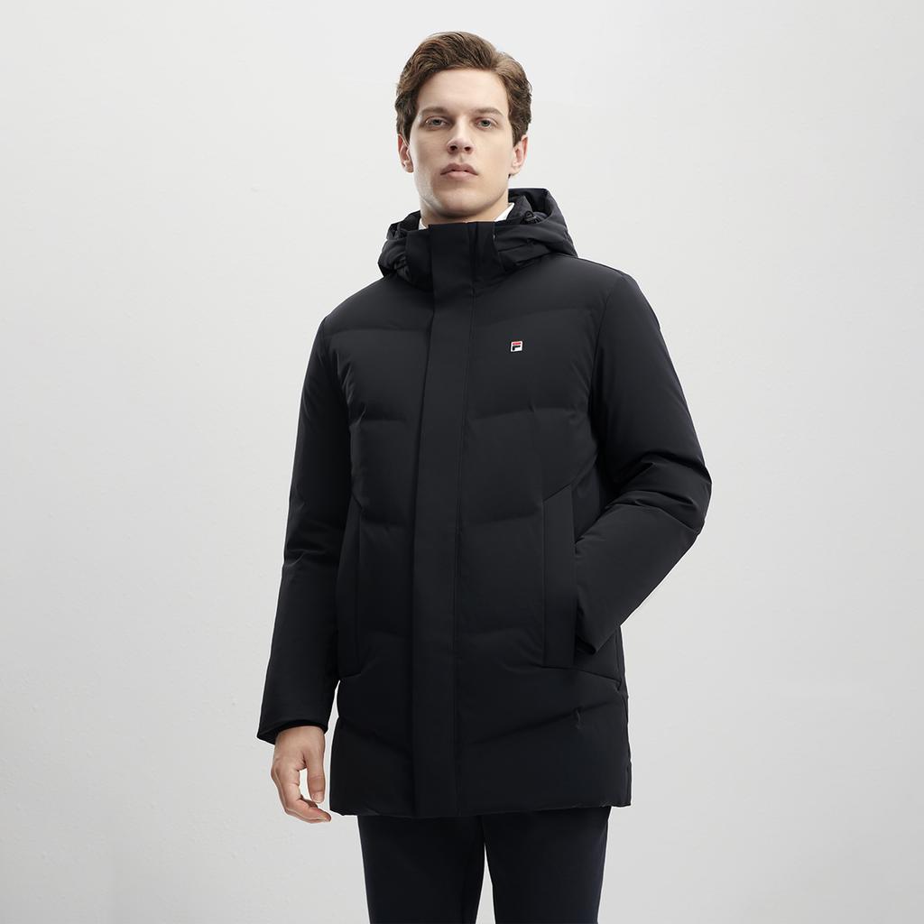 Fila 2023 Winter New Mid-Length Down Jacket With Removable Hood Men Outerwear Legendary-Blue F11M341907F-NV