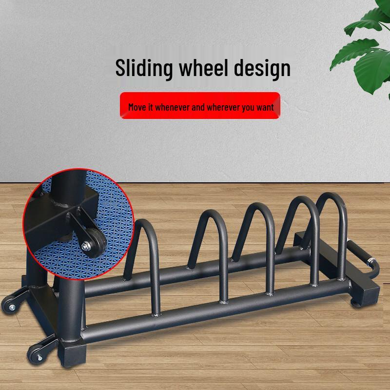 Multi-functional Movable Barbell Plate & Bar Rack with Wheels