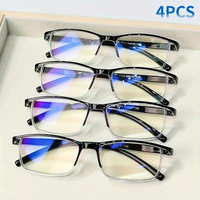 4pcs Stylish Reading Glasses for Men & Women - Comfortable, Durable PC Material, Half Frame Design, Fits +1.0 To +4.0
