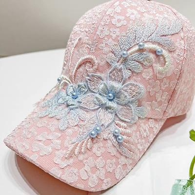 Damen Sommer Baseballkappe Blumenstickerei Lässig Verstellbar Entenschnabel Hut Für Mädchen Dame Outdoor Sonnenschutz Schirmmützen