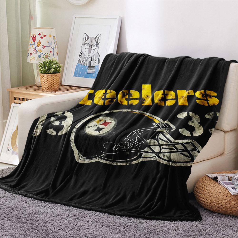 Pittsburgh Steelers Printed Flannel Blanket, soft throw for bedroom sofa, washable, fan merchandise, great gift.