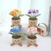 Cute Crochet Flower Pot Creative Knitting Plant Pots Handmade Woven Flowers Desk Bookshelf Decor Funny Gift