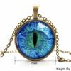 Vintage Jewelry Cat Eye Pendant Necklace Charm Rhinestone Chain Ethnic Necklace
