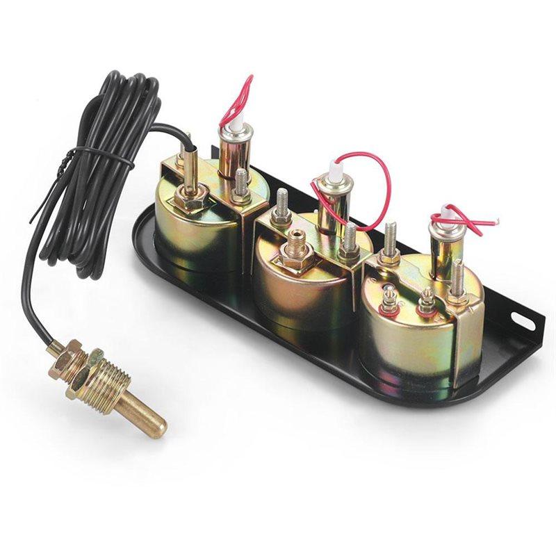 Efficientt-Car 12V 3 In 1 Triple Gauge Kit With Sensor-Water Temp C/F, Oil Pressure PSI, Voltmeter Mechanical Gauge Set