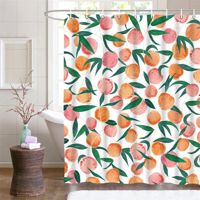 Modern Fresh Fruit lemon Bath Curtain Waterproof Fabric Shower Curtain With 12 Hooks Bathtub Screen for Bathroom Home Decorate