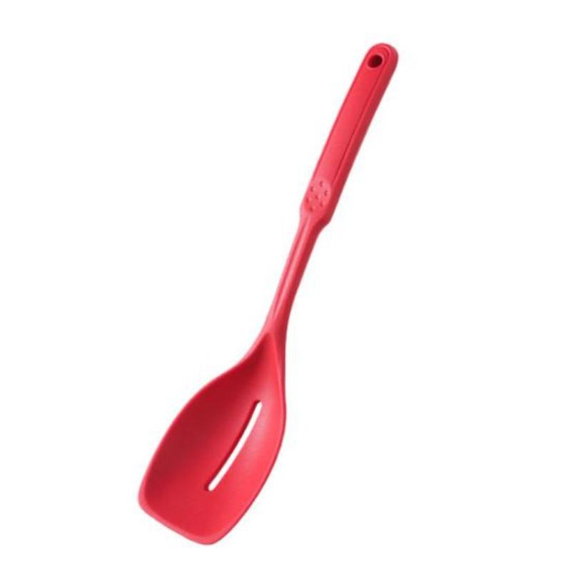 Large Silicone Cooking Spoon Spatula Kit Non-Stick Slotted Solid Spoon Set Hanging Hole Design