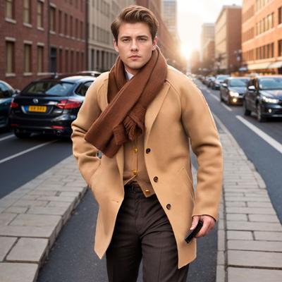 Casual Men's Youth Suit Autumn and Winter New Fashion Men's Solid Color Slim Woolen Coat Double-sided
