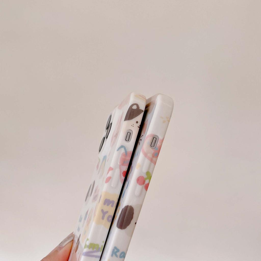 Cute Rabbit Dog Puppy Cat Bunny Cartoon Imd Couple Phone Case For Iphone 14 13 Pro Max 11 12 Promax Back Cover Rainbow Happy