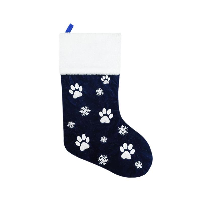 

New Christmas velvet stockings pet dog paw embroidery ornaments Christmas decoration supplies Christmas tree pendant see details]