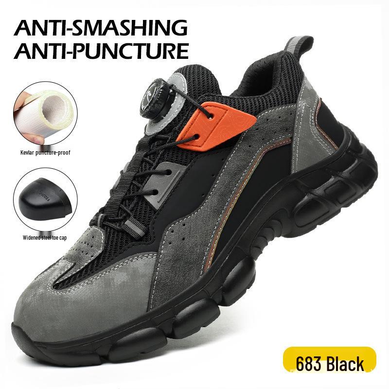 Men's Steel Toe Safety Shoes - Breathable, Wear-Resistant, Anti-Slip, Soft Sole for Comfort & Long Standing, Anti-Smash, Anti-Puncture.