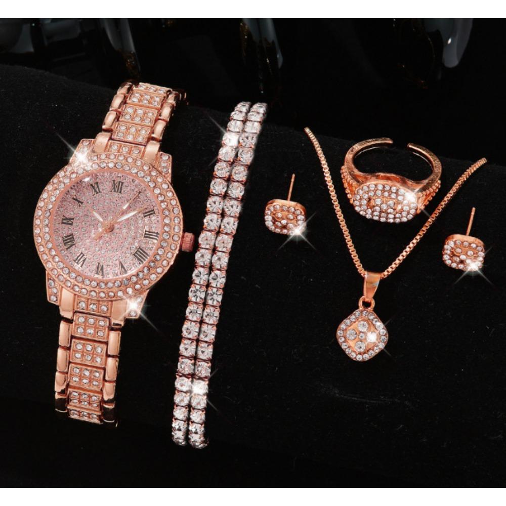 Luxury Watch Women's High-end Sense Diamond-encrusted Steel Chain Watch Temperament Small Dial Watch Women