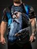 3D Viking Warrior with Eagle Print Men's Round Neck Casual T-Shirt – Summer Breathable Outdoor Sport Top, Comfortable Home Wear, Perfect for Running,