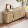 Sideboard, rattan chest of drawers, chest of drawers with sliding doors, adjustable shelves and rounded top.