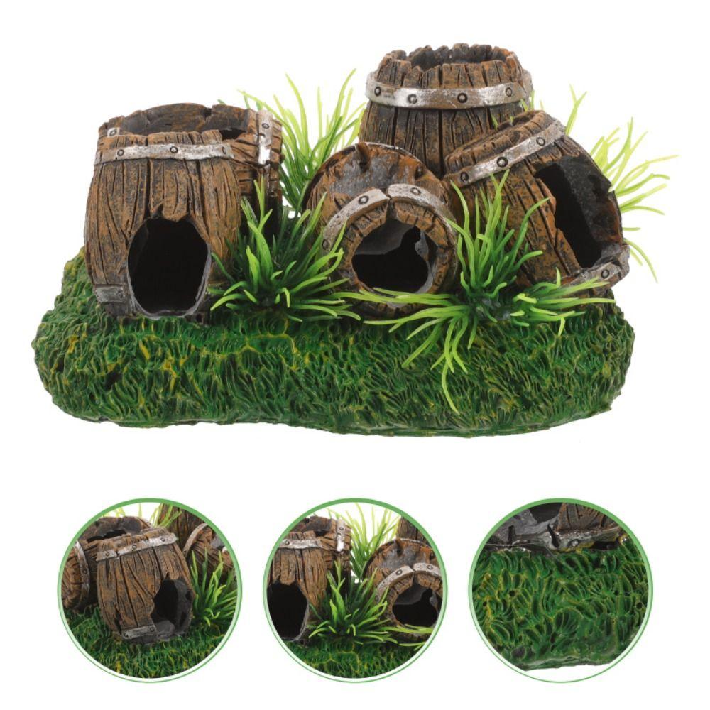 Simulated Hideout Aquarium Ornaments Creative Artificial Antique Barrels Props