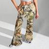 Women's Fashion Loose Drawstring Waist Print Casual Sports Pants Casual Flared Pants