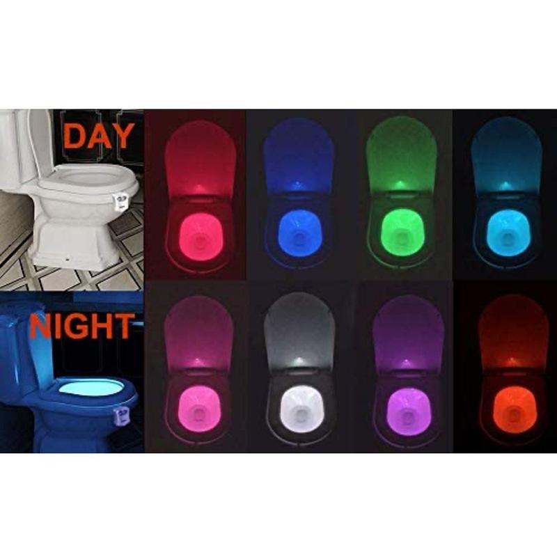 2 Pcs Toilet Night Light LED Motion Activated Sensor Bathroom Bowl Lamp 8 Color