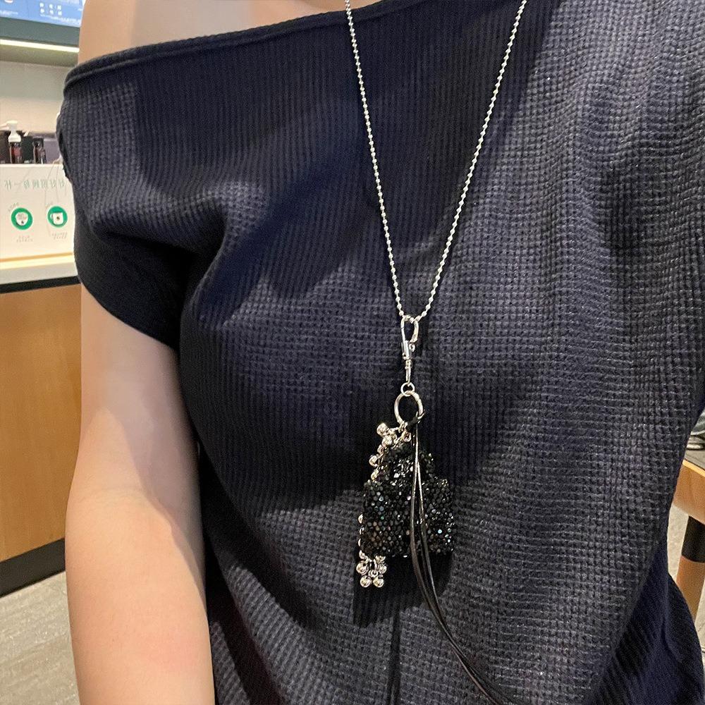 Long Fashion Sweater Chain Cute Tassel Pendant Necklace Creative Small Bag Long Necklace  Gift