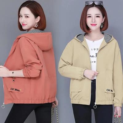 Women'S Clothes Spring Autumn Jacket Top  Women Windbreaker Korean Loose Casual Hooded Jacket Ladies All-Match Coat