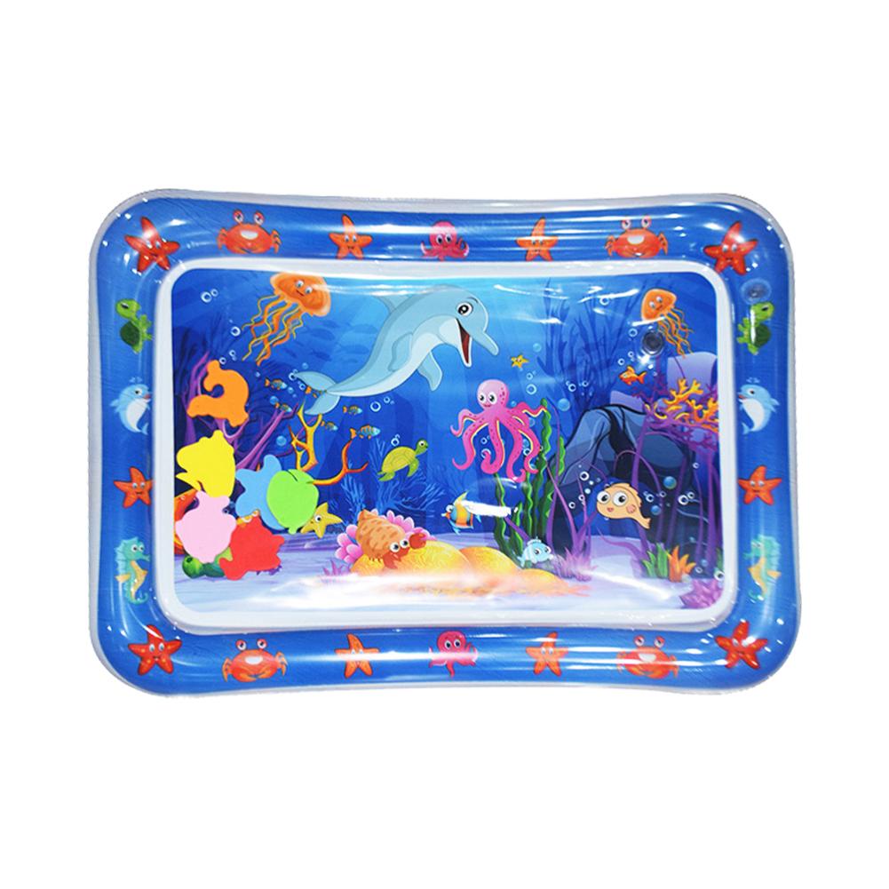 Inflatable Baby Water Mat PVC Marine Animal Water Mat Double Edge Animal Water Mat Foldable for Infants Toddlers for Activity