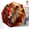 1pc Golden Lion of Fire Automatic Folding Umbrella - 3 Folding Design, Vivid Cartoon Pattern, Suitable for Outdoor Activities, A Gift for Fans In All