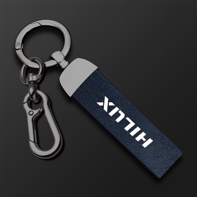 

Leather Car Keychain Pendant Keyring Key Chain Hanging Men Gift For Toyota Hilux Surf Vigo Revo 2017 2018 with logo Accessories синий
