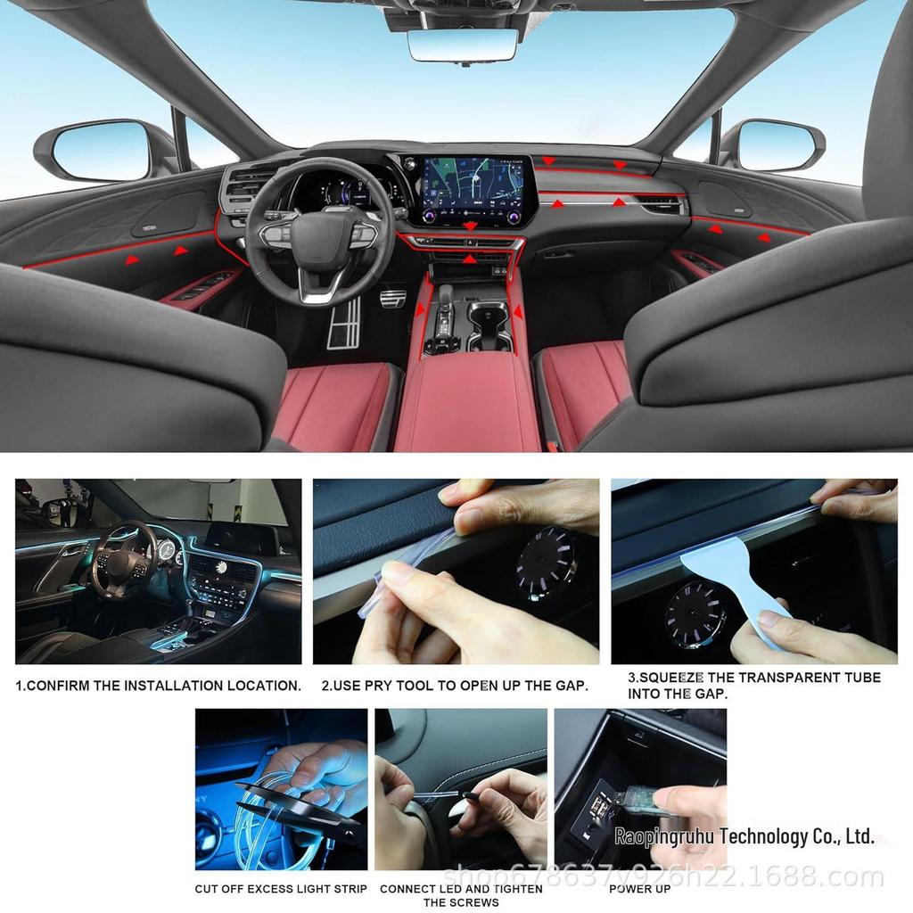 USB Voice-Controlled Car Ambient Light Strip: Wireless, Colorful Rhythm & Remote-Controlled Interior Light Guide