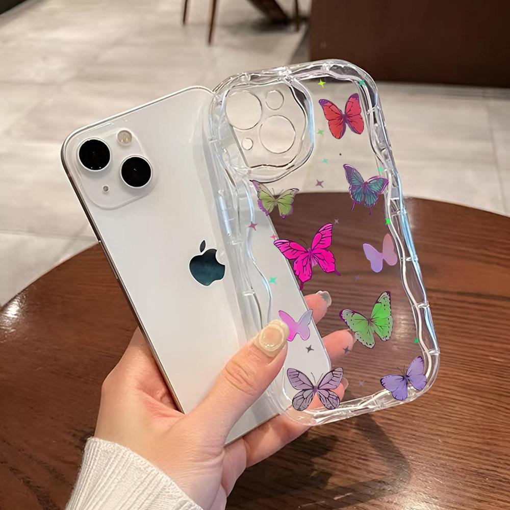 Color butterfly iphone case apple 16 cream pattern 13promax anti-drop 12 soft case 15 protective case 14