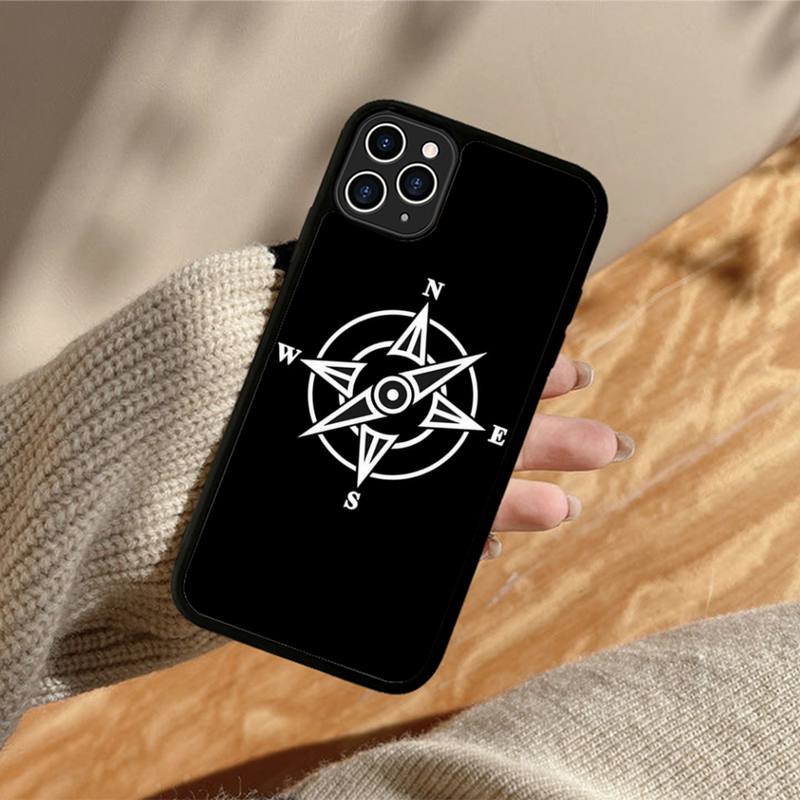 Nautical Compass Logo Phone Case Silicone PC+TPU Case for iPhone 11 12 13 Pro Max 8 7 6 Plus X SE XR Hard Fundas
