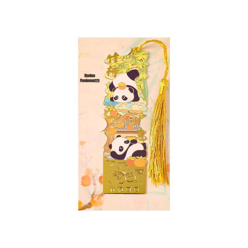 Metall-Lesezeichen mit Quaste - Panda, Klassischer Chinesischer Stil, Kulturelles Souvenir aus dem Palastmuseum