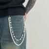 SHIXIN Tendenza Pantaloni Stratificati con Perle Finte Catena per Vita Uomo Donna Versatile Fiore di Strass Catena per Jeans Borsa Ciondolo Accessori