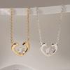 JEWNEL Silver925 Lovely Line Heart Cubic Point Necklace (2 Colors)