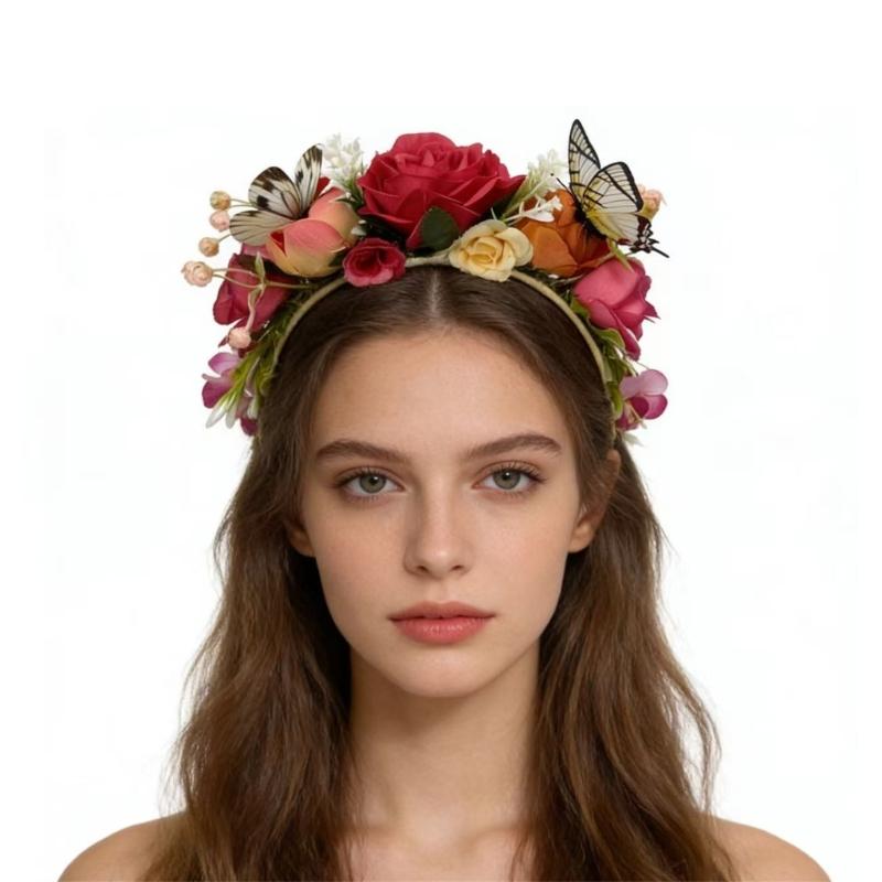 Elegant Floral Butterfly Headband For Women Soft Fabric Hair Accessory For Weddings Parties And Outdoor Event