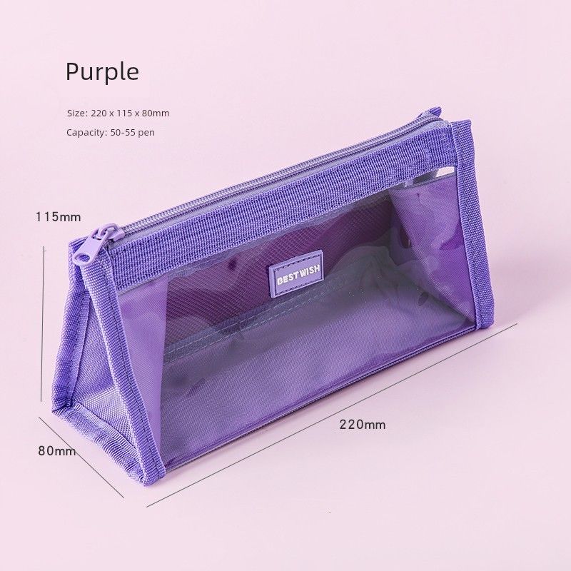 

Transparent Pencil Case for Pupils Stationery Box Large Capacity Junior High School Girl Boy Minimalist Japanese Style Stationery School Good Things [Special price] Purple