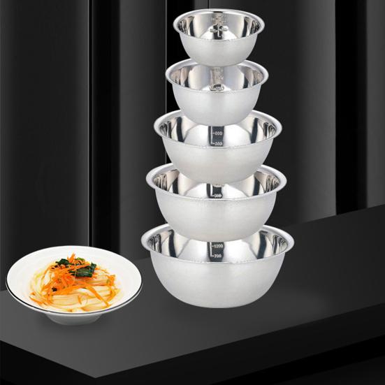 5Pcs Stainless Steel Mixing Bowls Set Food Grade BPA Free Polished Surface Thickened Multi-Functional Large Soup Basins