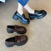 9266-27 Solid Color Platform Loafers Women's 2025 New Autumn Feeling Retro Single Shoes British Style Small Leather Shoes Women