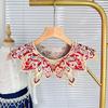 Embroidery Fringed Collar Elegant Detachable Collar Shawl Vintage Horseface Skirt Collar Costume Dressingup Accessories