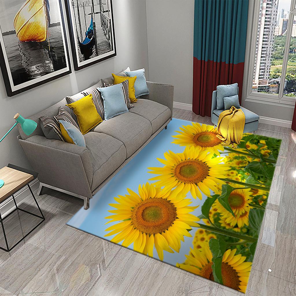 3D Sunflower Pattern Home Carpets for Living Room Bedroom Bathroom Kitchen Rug Kid Room Play Large Carpet Child Crawl Floor Mat