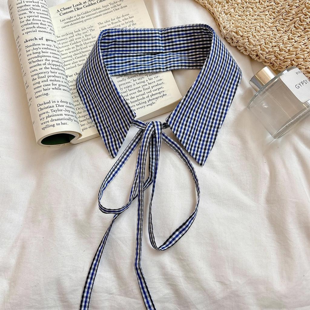 Plaid Fake Collar Women Detachable Collars For Women False Collar Lolita Lapel Tie Shawl Wrap Decoration