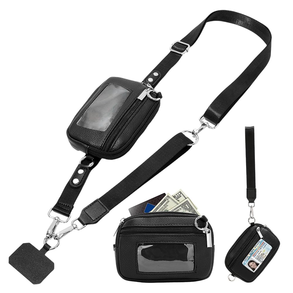 

Adjustable Phone Lanyard Crossbody Strap,360° Rotatable Tether Tabs,Clip and Go Strap for Phone with Wallet Crossbody чёрный