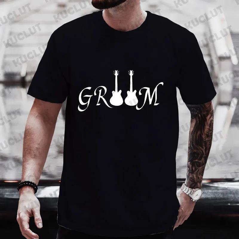 Guitar Graphic Tops Team EVG Groom Squad Best Man T Shirt Groomsman Tees Single Farewell Bachelor Stag Party Wedding Blouses