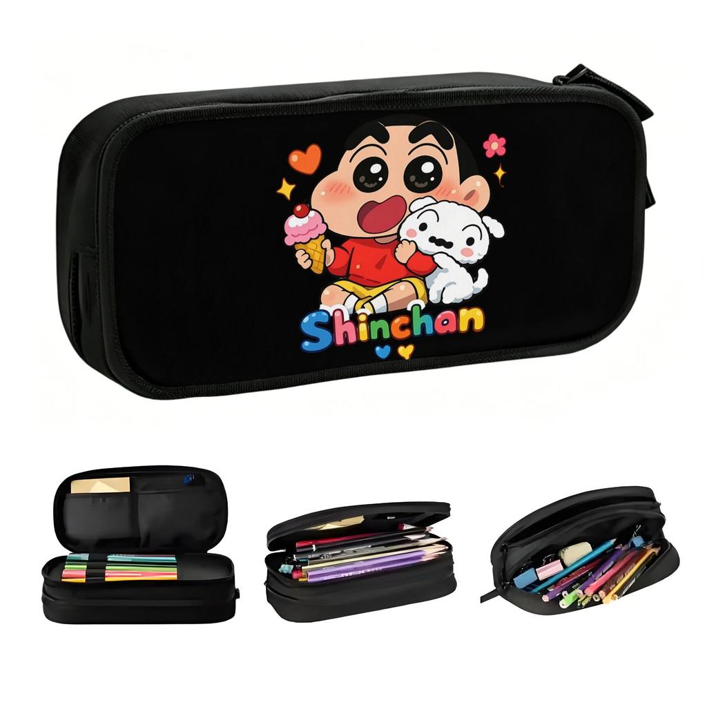 Anime C-Crayon S-Shin C-Chan Kawaii Pencil Cases Girls Boys Large Capacity Pencil Box Students Stationery