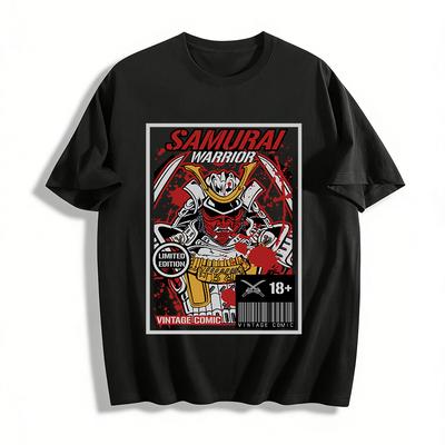 Limited Edition Vintage Comic Samurai Warrior Graphic Adult T-Shirt Pure Cotton T-shirt
