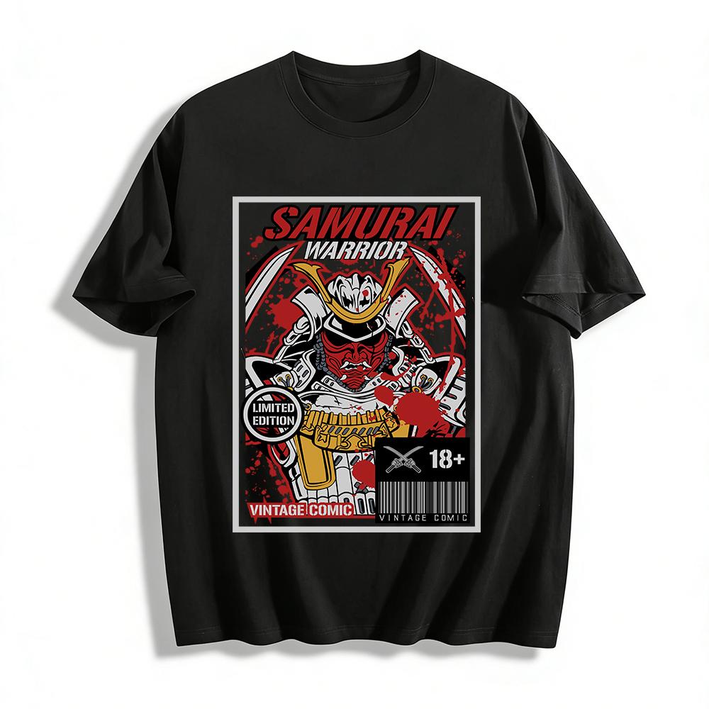 

Limited Edition Vintage Comic Samurai Warrior Graphic Adult T-Shirt Pure cotton T-shirt XXS
