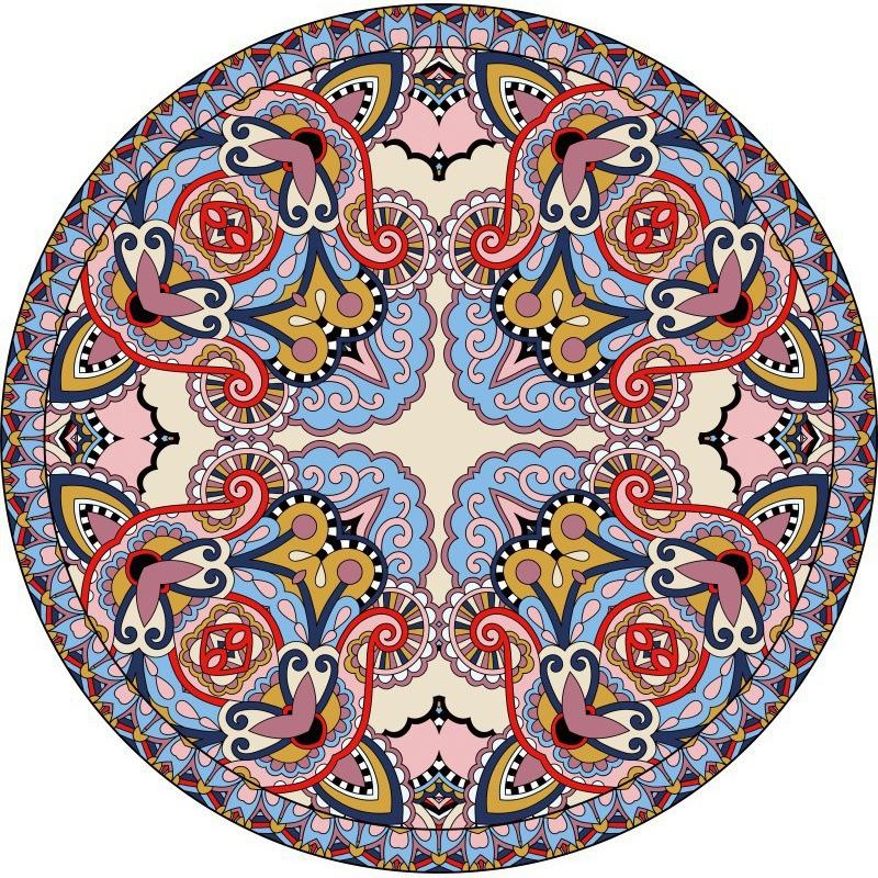 Ethnic Style Round Floor Mat Mandala Living Room Coffee Table Blanket Home Bedroom Bedside Blanket Hotel Guesthouse Carpet