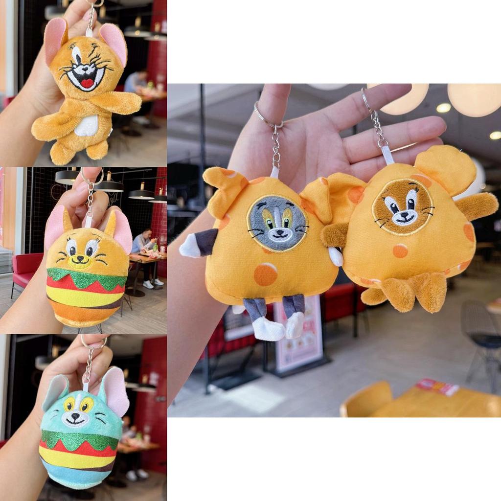 Tom And Jerry Cheese Plush Toy Keychain With Silver Keyring For Collectors